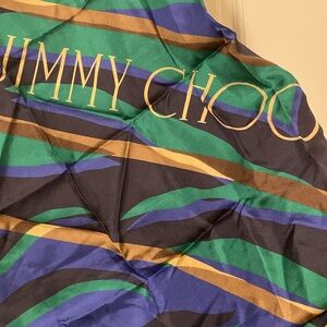 NWT Jimmy Choo London silk scarf in amazing multi colors. Signed Jimmy Choo